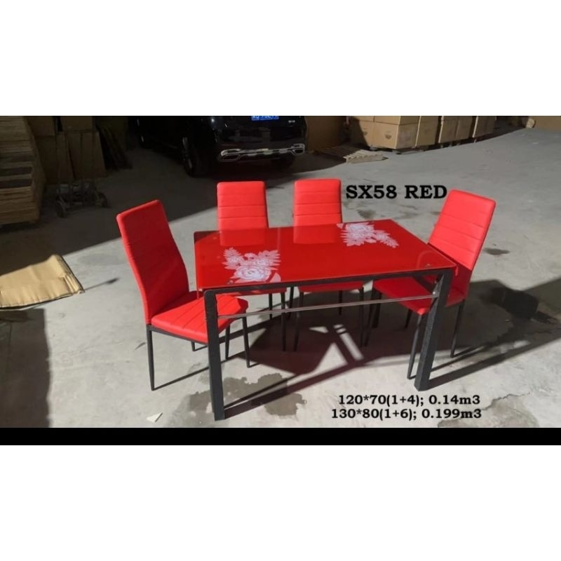 meja makan kaca 4 kursi.