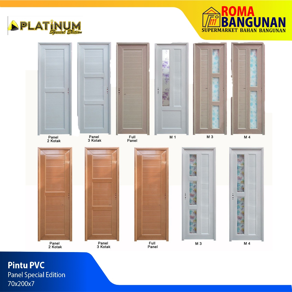 Platinum Pintu Kamar Mandi / Pintu Toilet PVC aluminium minimalis 70X200