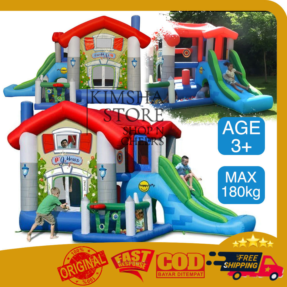 Happy Hop Balon The Big House Perosotan Slide Playground Istana Rumah Mainan Anak