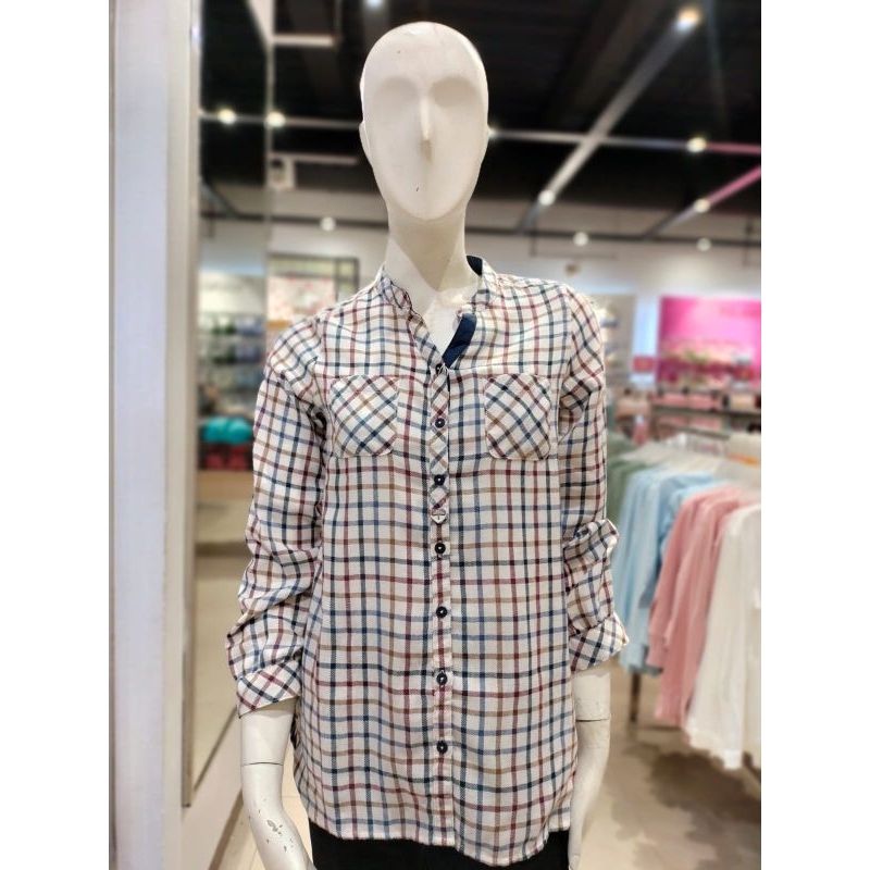 BLOUSE TRISET KOTAK KOTAK  KATUN 100%