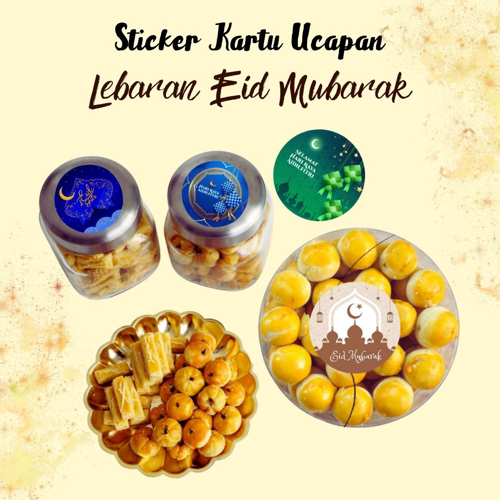 

(8 Pcs) Stiker Lebaran Sticker Toples Kue Idul Fitri Eid Mubarak