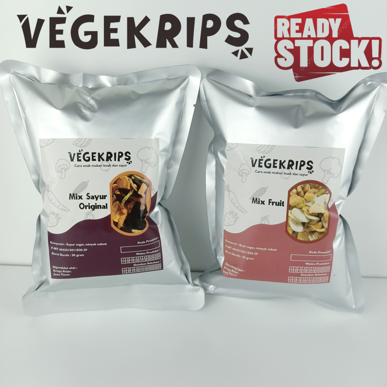 

VEGEKRIPS PAKET 2 PCS (Mix Sayur Ori 50 Gr + Mix Fruit 50 Gr)