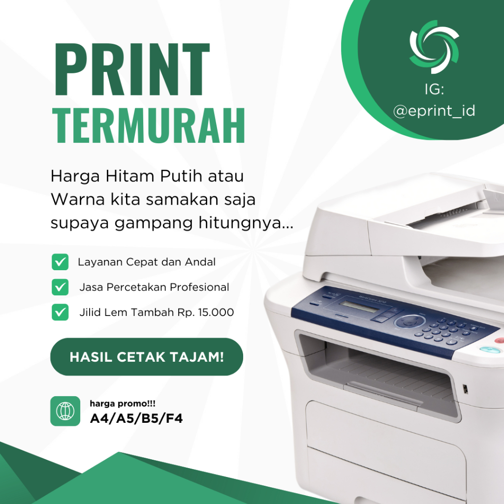 

JASA PRINT TAJAM / CETAK BUKU TERMURAH A4/A5/B5/F4