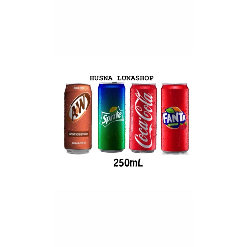 

MINUMAN KALENG SODA/ FANTA/ SPRITE/COCA COLA// 250 ml x 24 pcs