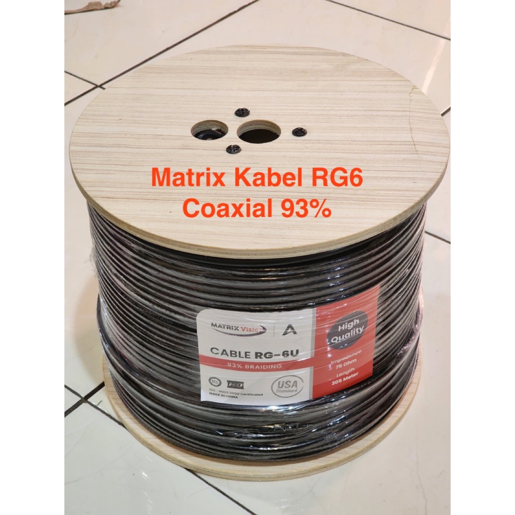 Matrix Kabel RG6 93% Braided Coaxial Jaringan TV Parabola LNB Satelit Receiver Antena