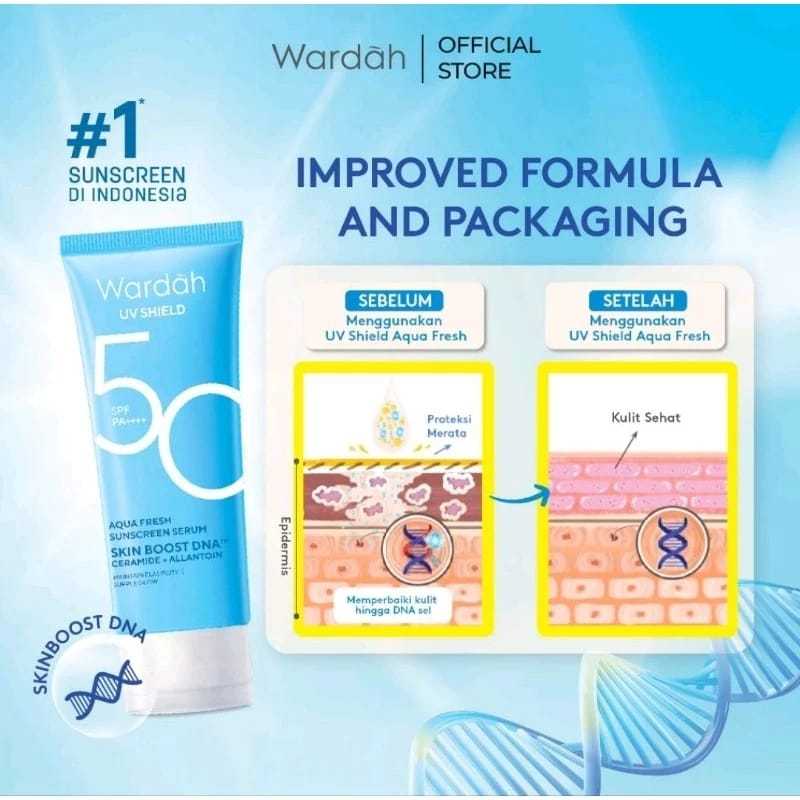 Wardah UV Shield Aqua Fresh Essence SPF 50 PA - Sunscreen 0% Alkohol 30 ml-wardah sun cream-wardah s