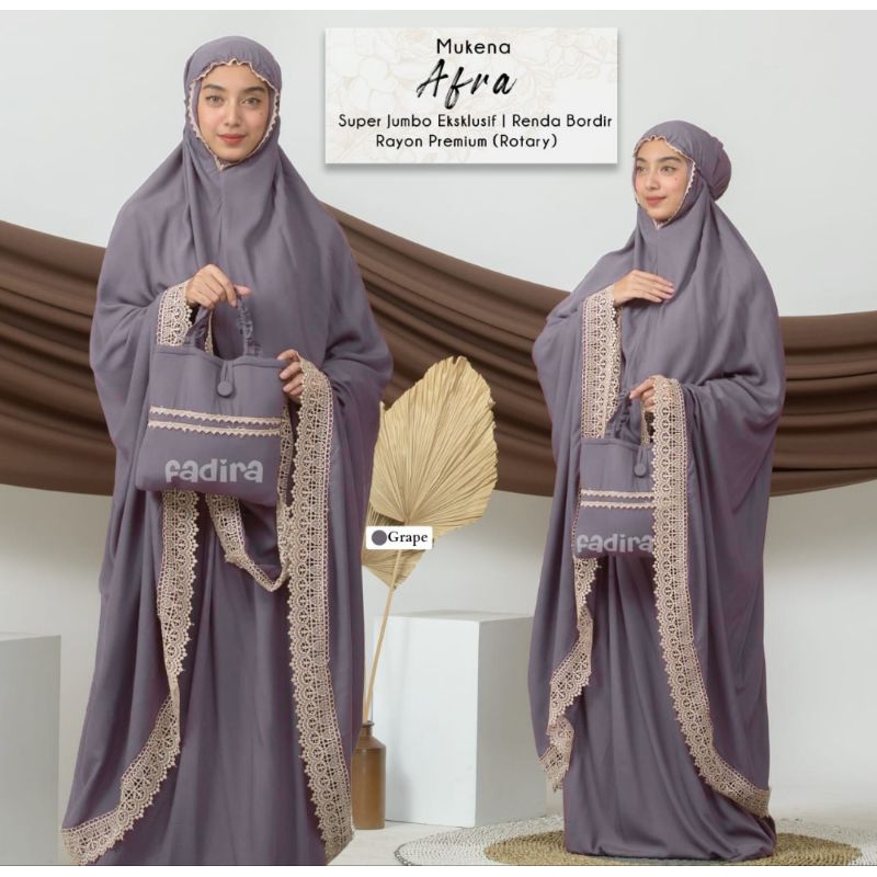 Mukena Rayon Renda Afra | Super Jumbo | Premium | Mukena Mahar | Mukena Seserahan