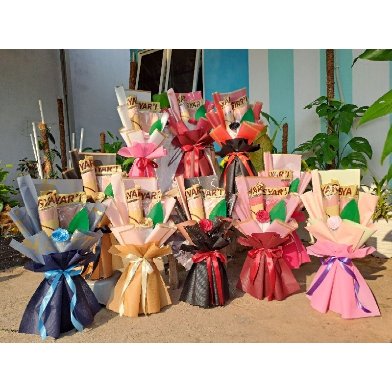Buket jilbab wrapping premium / buket wisuda / kado / buket murah Magelang Kota