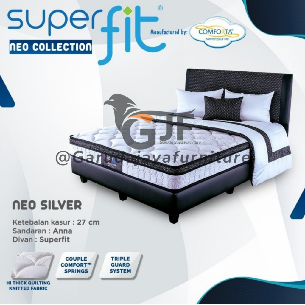 COMFORTA SUPERFIT NEO SILVER / KASUR SPRING BED COMFORTA TIPE TERBARU EMPUK / SPRINGBED SUPERFIT COM