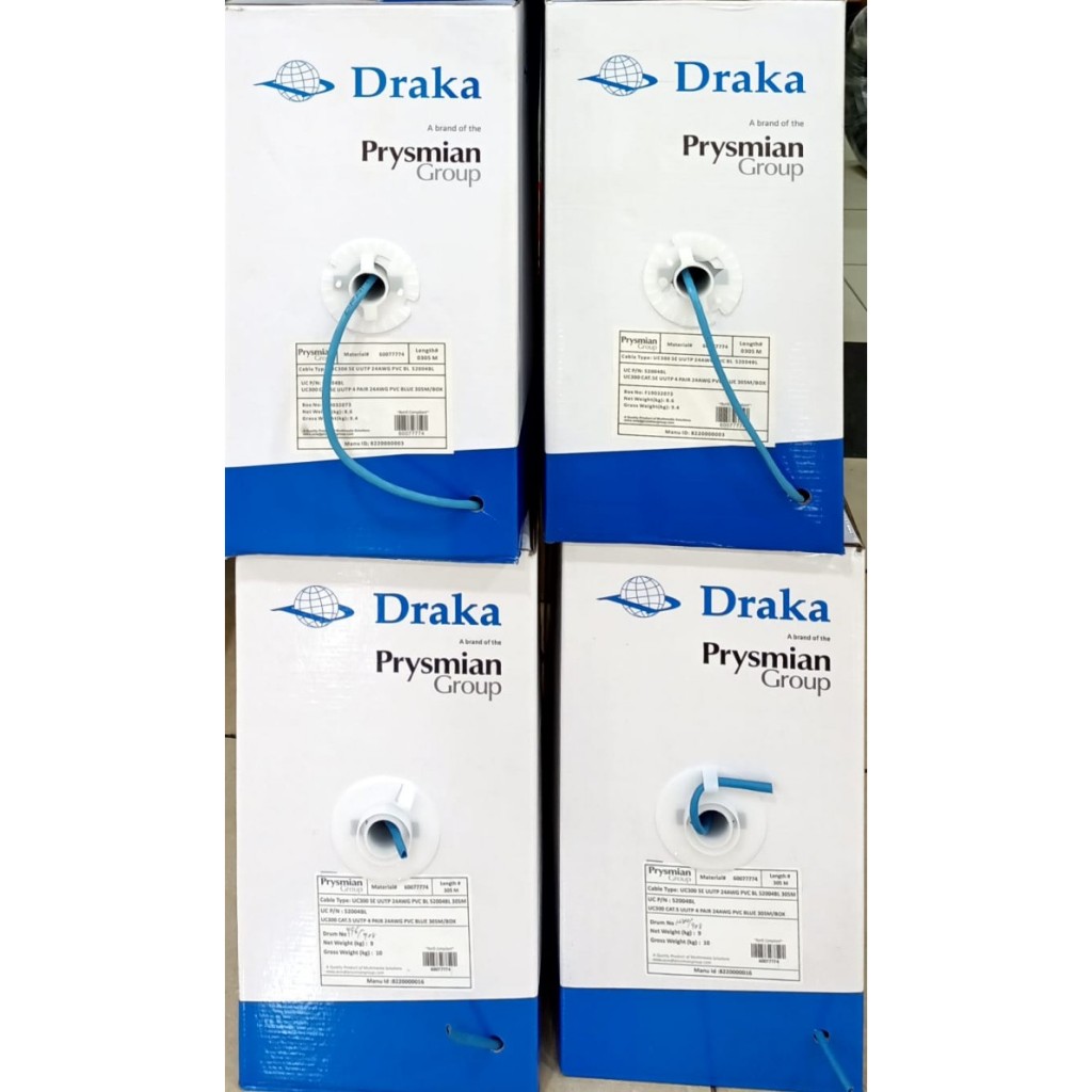 Kabel UTP Cat 5 Draka / Cat 5e Draka 305 mtr Blue Full Copper LAN Cat5 cat5e 52004BL 52004 BL