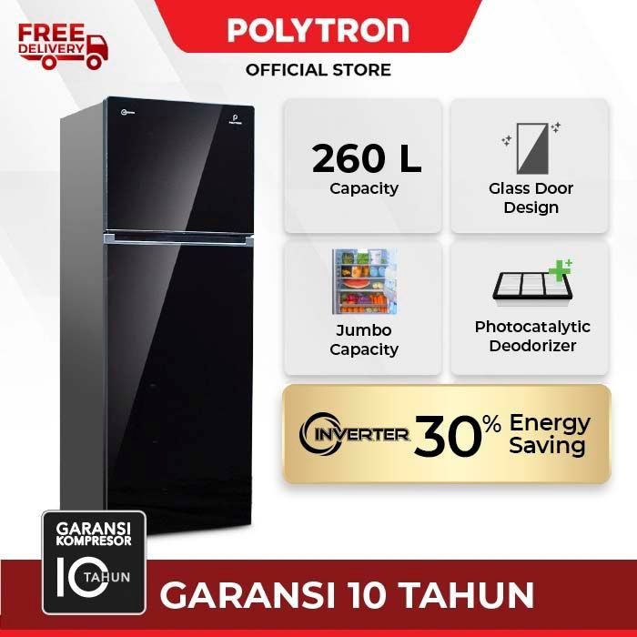 LEMARI ES POLYTRON PRW 29VX / POLYTRON KULKAS 2 PINTU BELLEZA JUMBO INVERTER PRW 29VX [260 LITER]