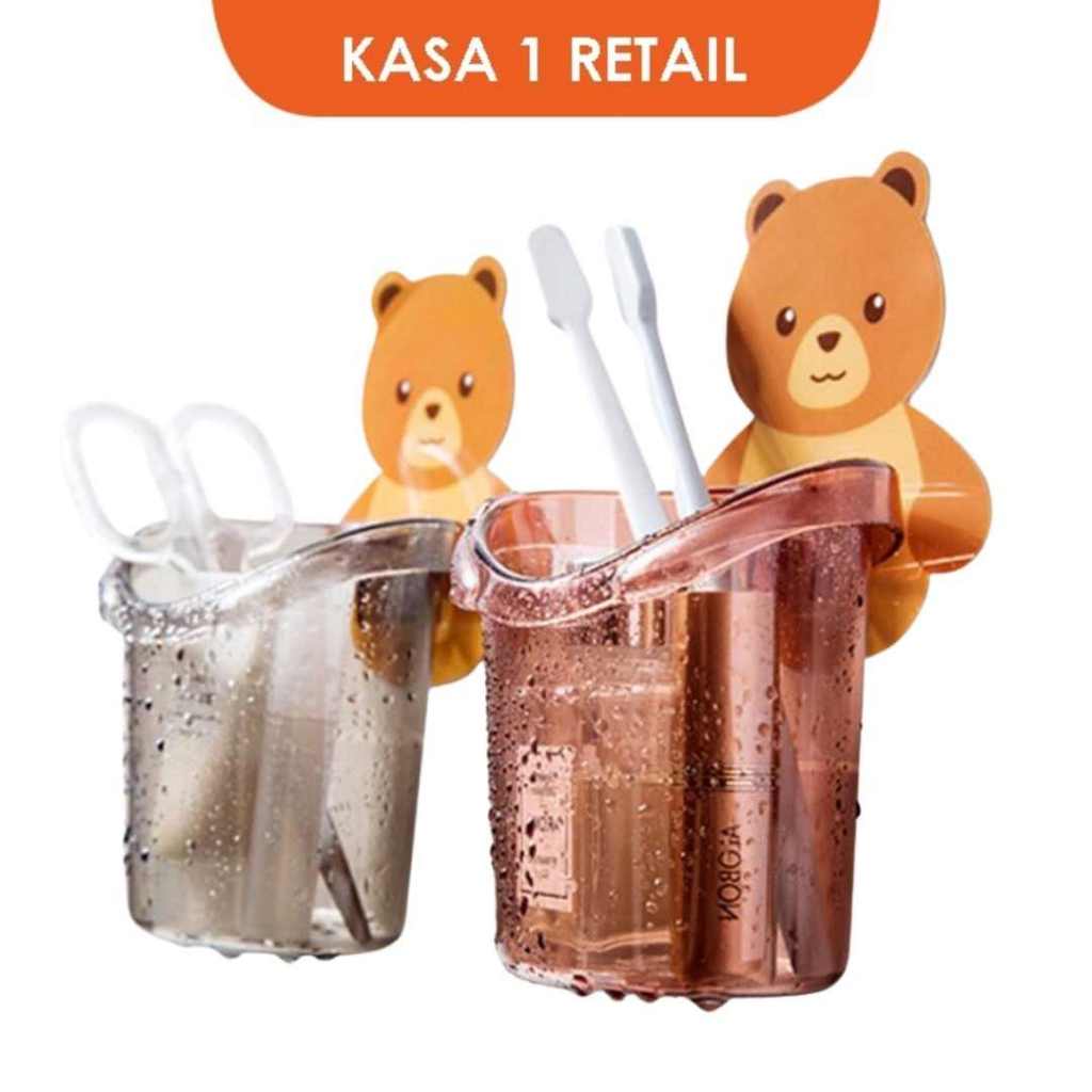 Tempat Sikat Gigi Anak / Gantungan Tempel Motif Gelas Bear