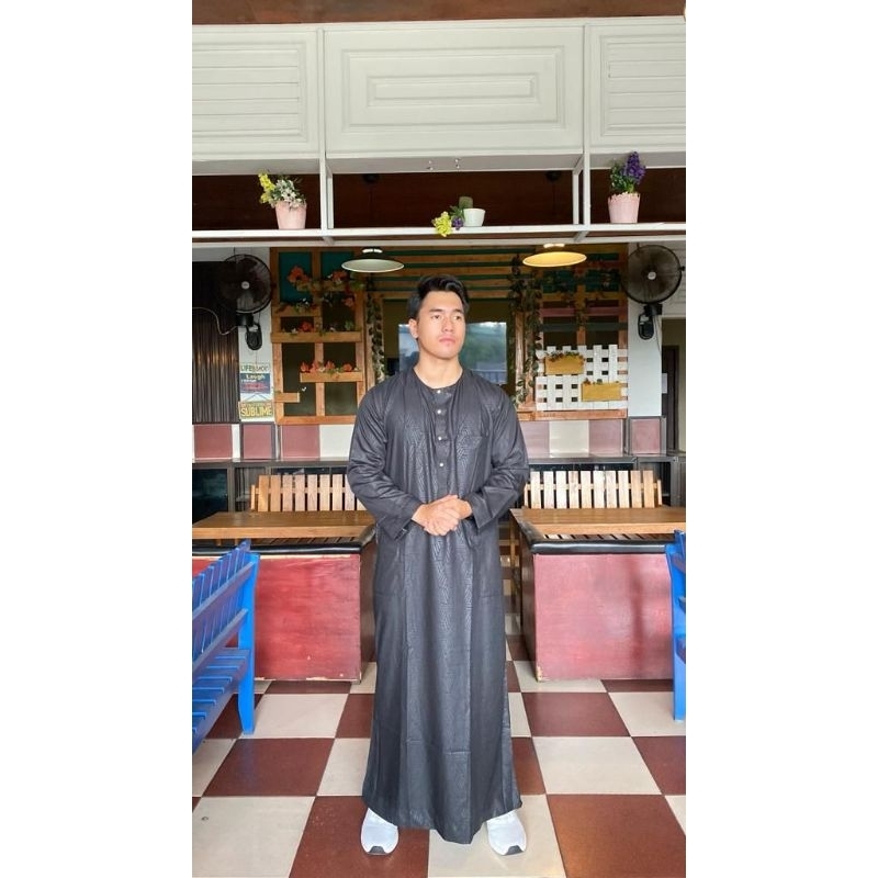 Gamis Hitam Toyobo Embos