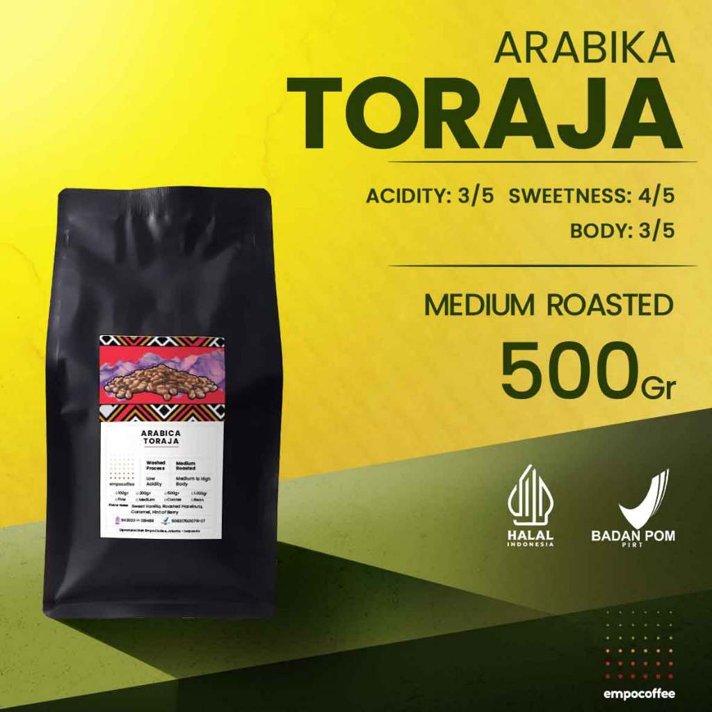 

Empo Coffee Biji Kopi Bubuk Arabika Toraja Sapan Arabica Coffee Roast Bean Coffe Roasted Beans 500 Gram