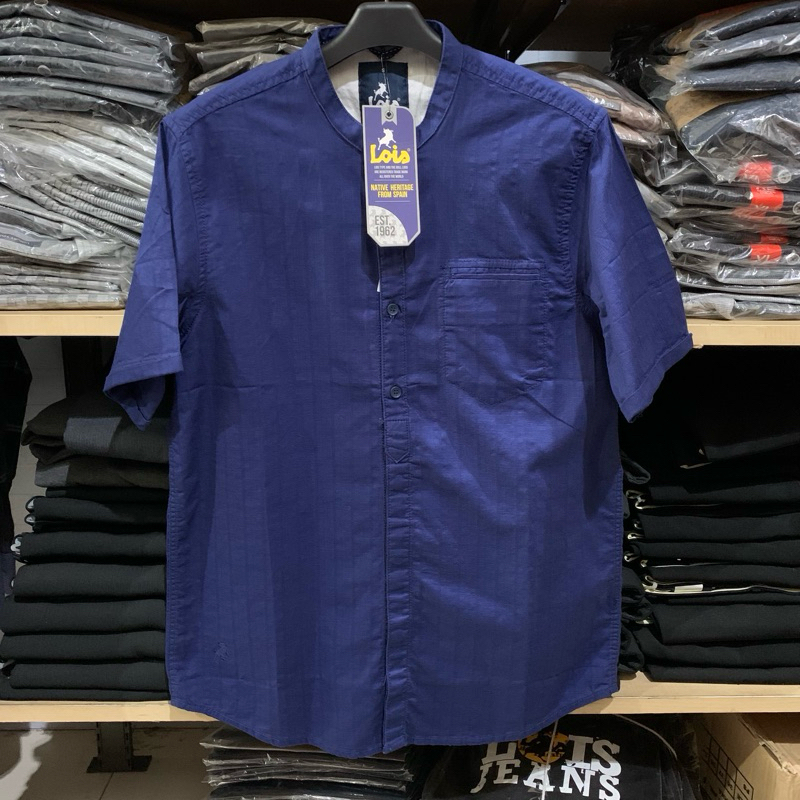 Kemeja Koko Lois Original Lengan Pendek KLK330NV Navy Biru Dongker