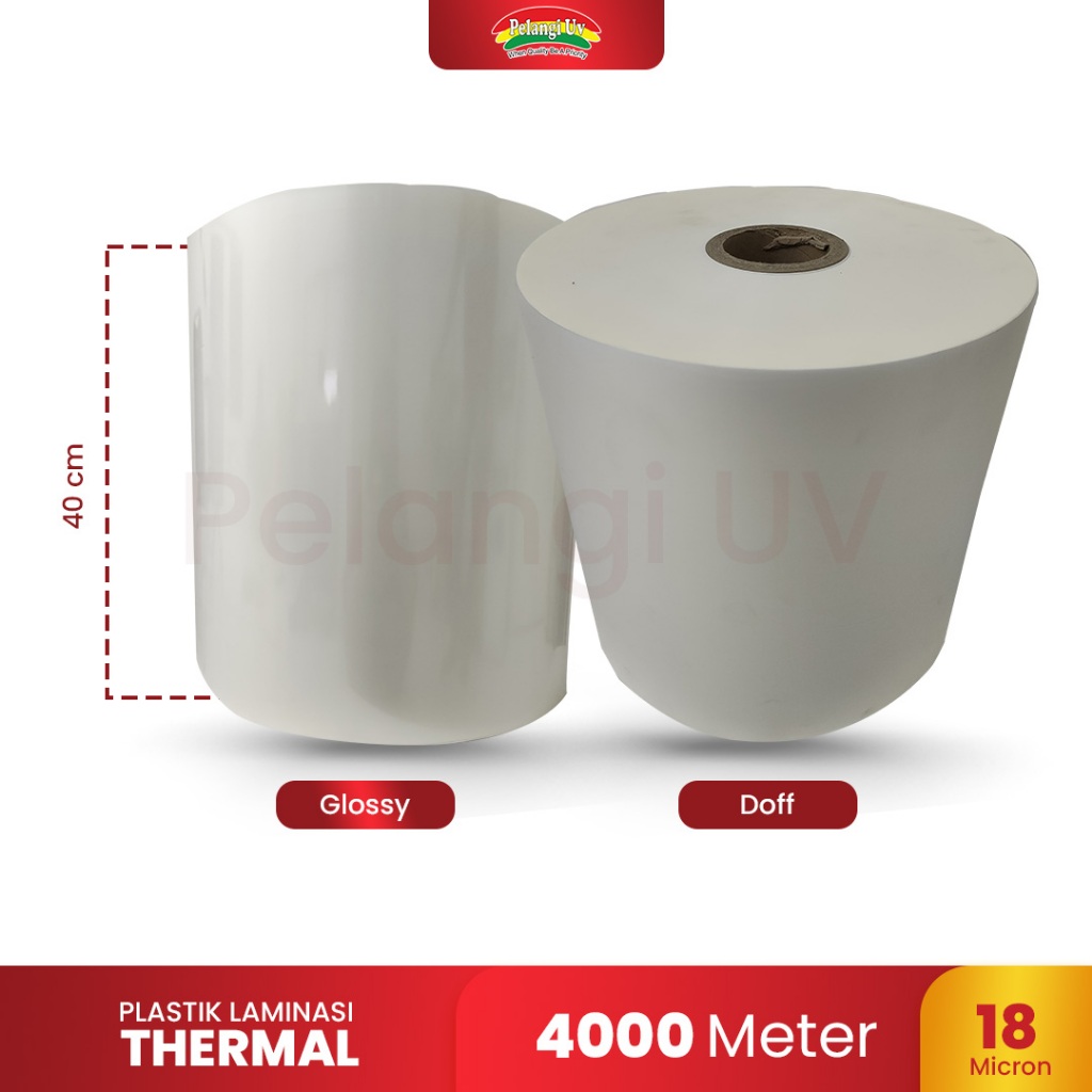 

Plastik Laminasi Panas BOPP 18 Mikron Uk 40cm x 4000m / Plastik Laminating Thermal Glossy Thermal Doff