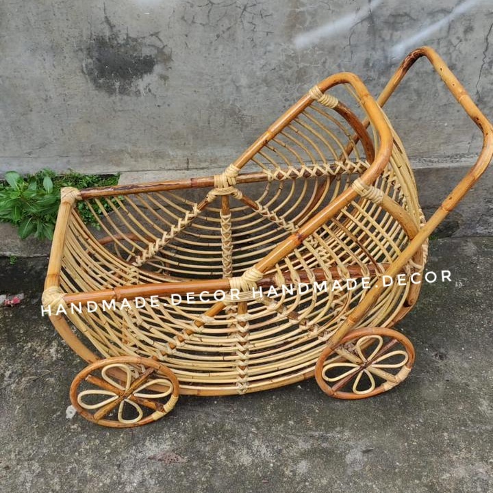 Keranjang Stroller Roda Aqiqah Bayi Rotan