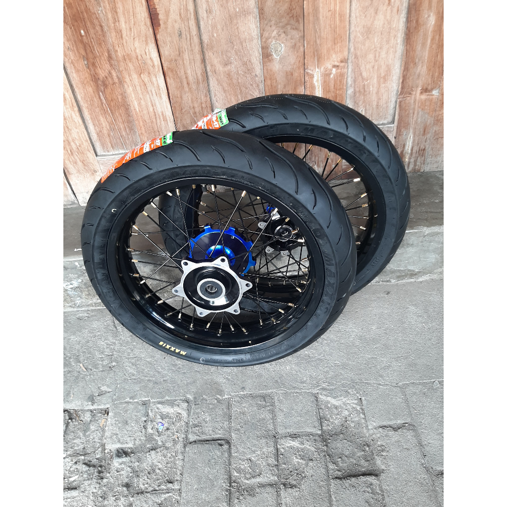 Wheelset Roda Supermoto CRF Ban Maxxis Baru Ring 17 Murah