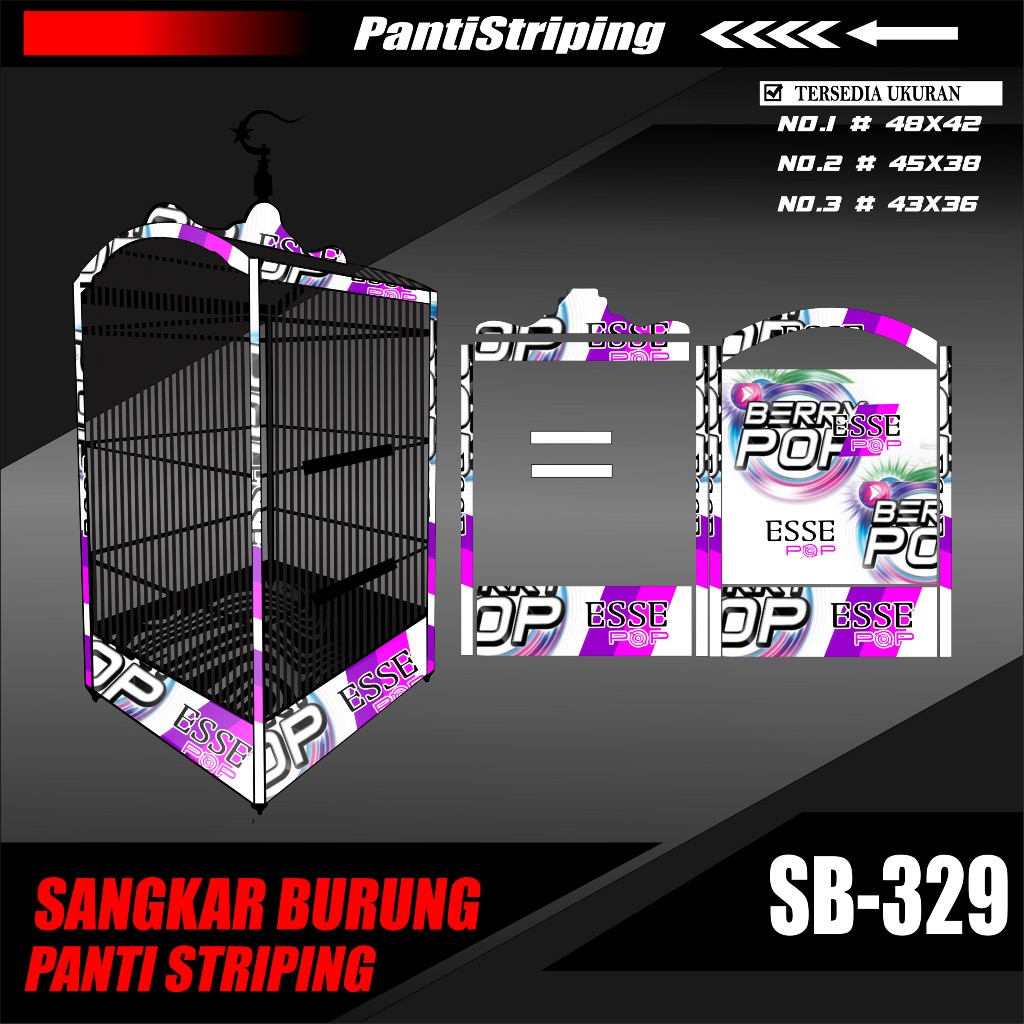 Stiker Kandang/Sangkar Burung Kotak Replika - Sticker Dekal Kandang Burung ESSE Pop