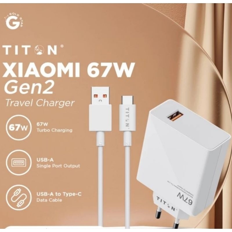 Titon Kepala Charger 67W Xiaomi Original Charger USB to Type C