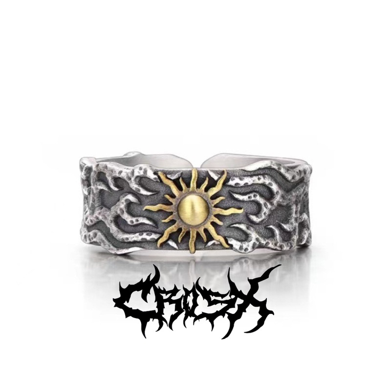 PORTE RING / SUN MOON RING CINCIN BINTANG BULAN MATAHARI / CINCIN TENGKORAK CINCIN HITAM SILVER / CR