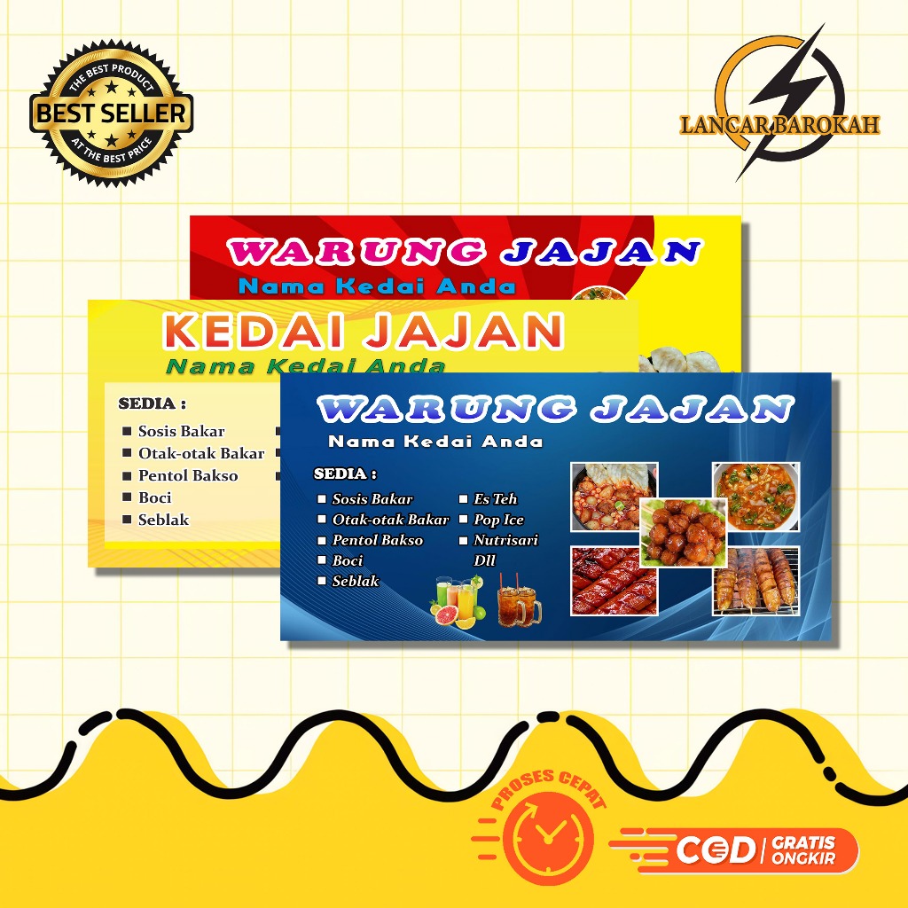 Cetak Banner | Spanduk | Baliho | Kedai Jajanan | Bakaran | Boci | Custom Design | Free | Kualitas P