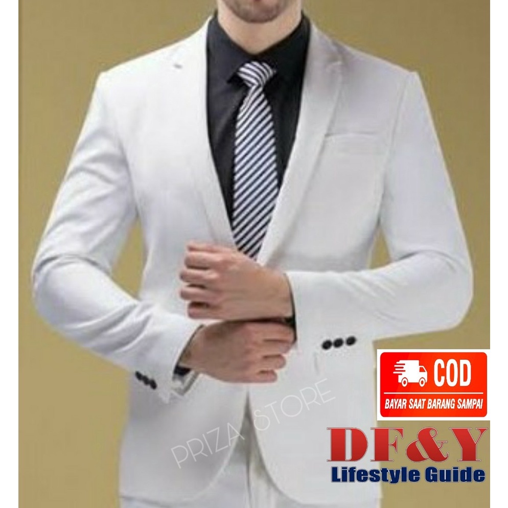 ART G89Z PRYZA Jas Blazer Pria Casual PUTIH POLOS Original DFY  Jas Blazer Kerja Kantor Formal  Jas 