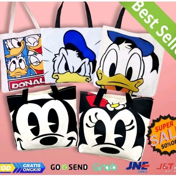 TAS TOTEBAG DISNEY HK1309 / tas totebag Donald duck Mickey Minnie