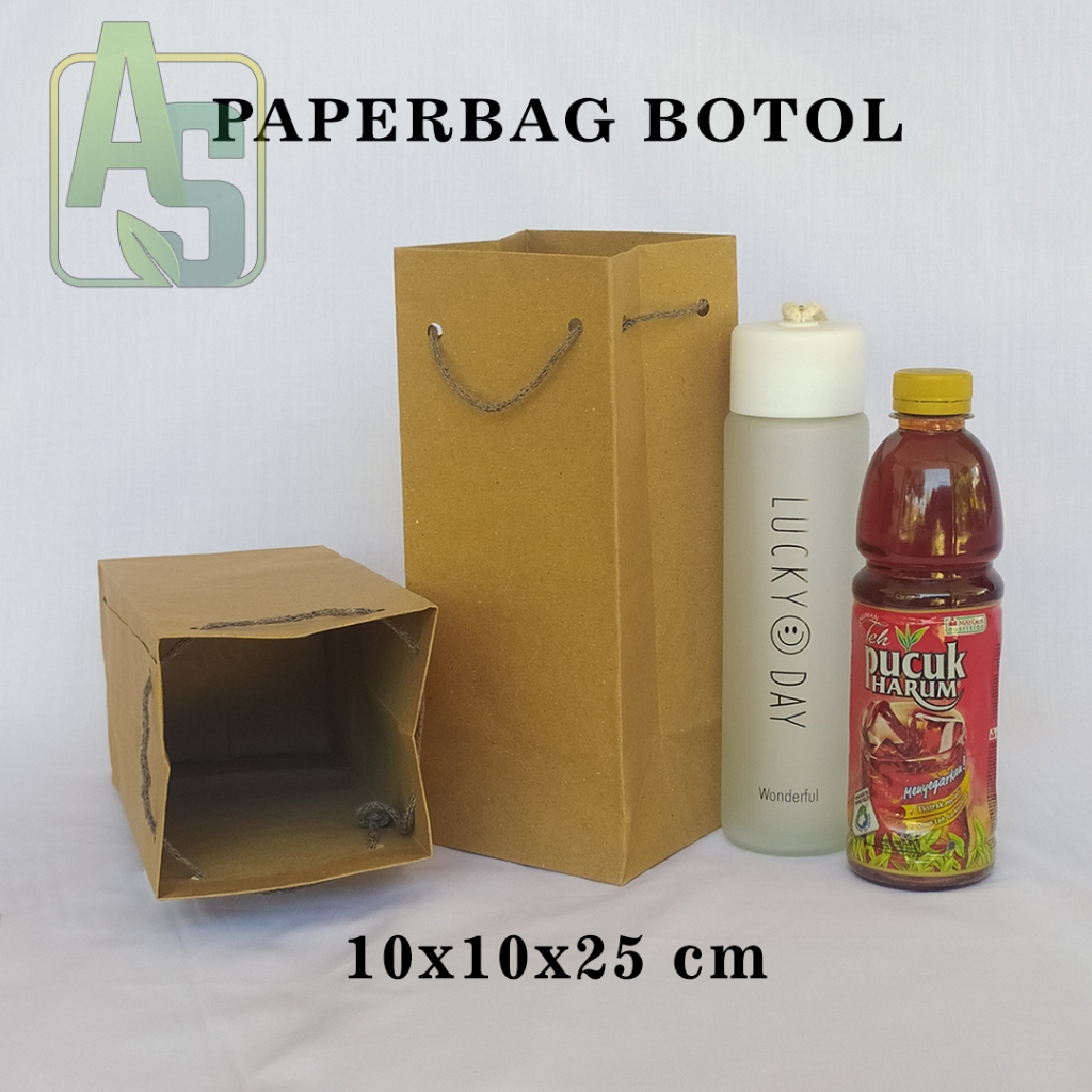 

PAPERBAG BOTOL COKELAT POLOS UKURAN P10 X L10 X T25 CM