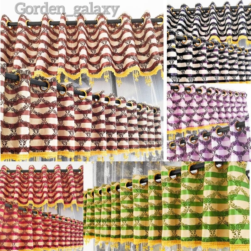 Gorden poni pisah pintu tengah bahan blackout import hijau mewah elegan