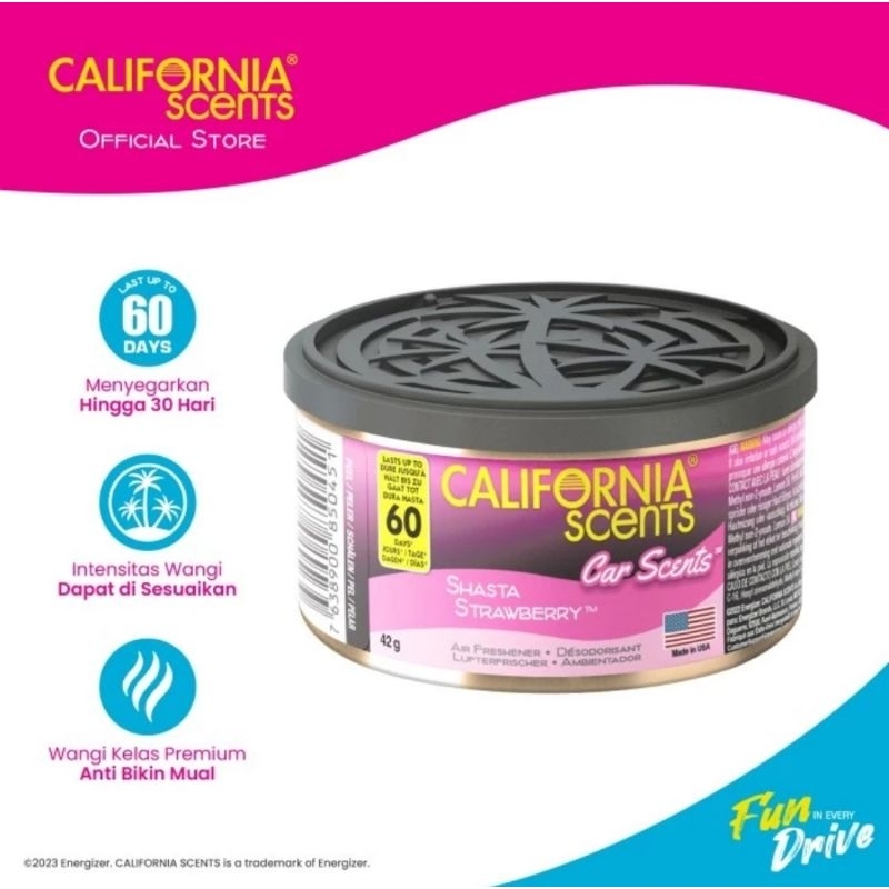California Scents Spillproof Shasta Strawberry serbuk kayu parfum pengharum penyegar ac mobil ruanga