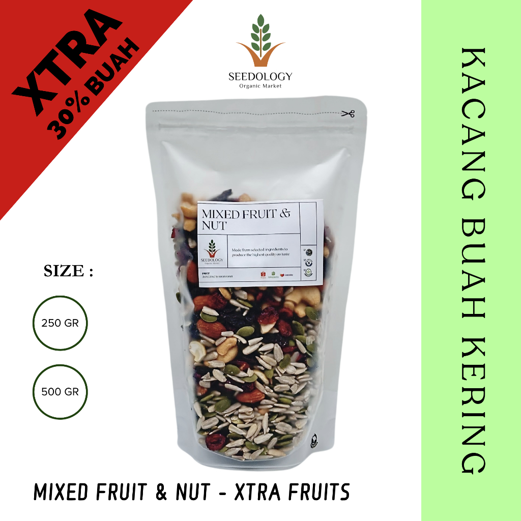 

Mixed Fruit & Nut 500gr - Xtra Fruits / Campuran Kacang dan Buah Kering / Diet / Sehat / Bergizi