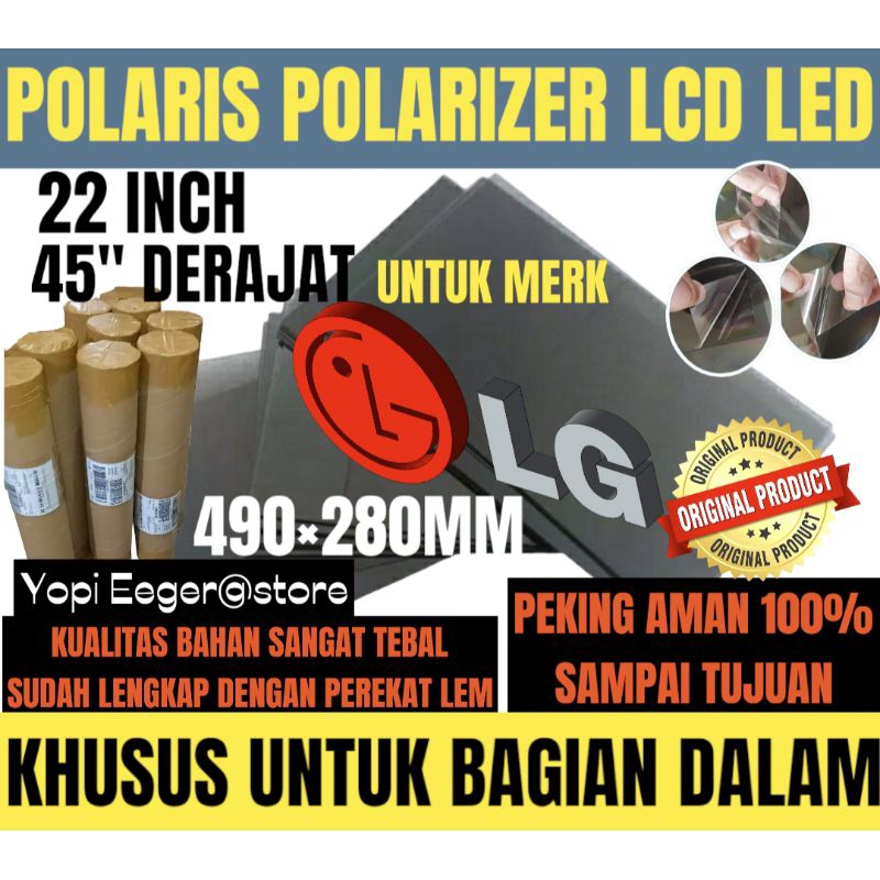 Homeyvibes Polaris Polarizer Lcd Led Lg 22 Inch 45" Derajat Lapisan Plastik Film Khusus Untuk Bagian
