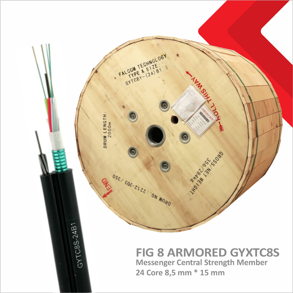 KABEL FO FIG-8 ARMORED 24CORE 8.5MM*15MM GYTC8S FIBER OPTIC OPTIK