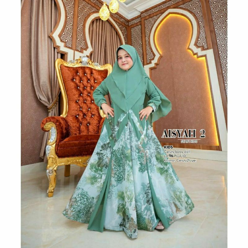 BAJU ANAK GAMIS ANAK AISYAH SYARII KIDS TERBARU / IR FASHION / SETELAN ANAK PEREMPUAN / MODEL SANCAK