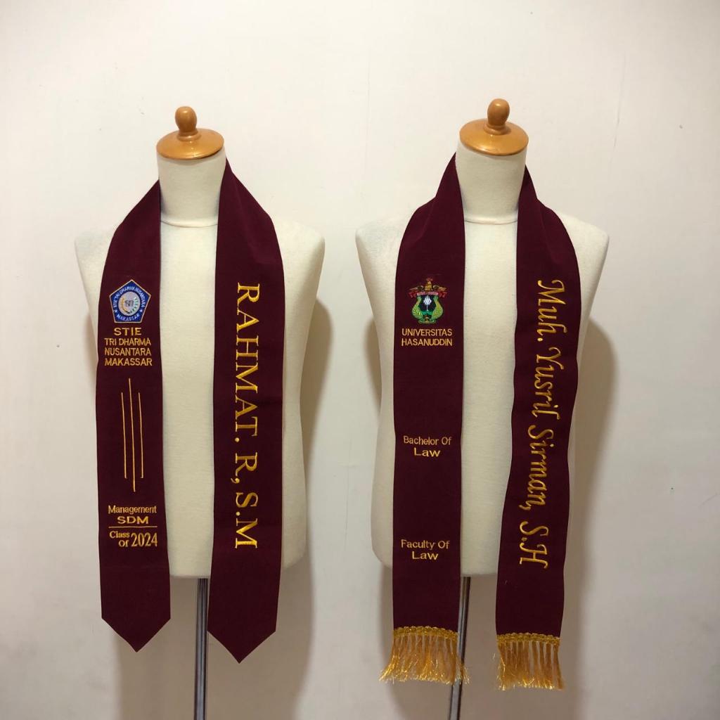 Selempang Wisuda Bordir Dua Sisi + Rumbai