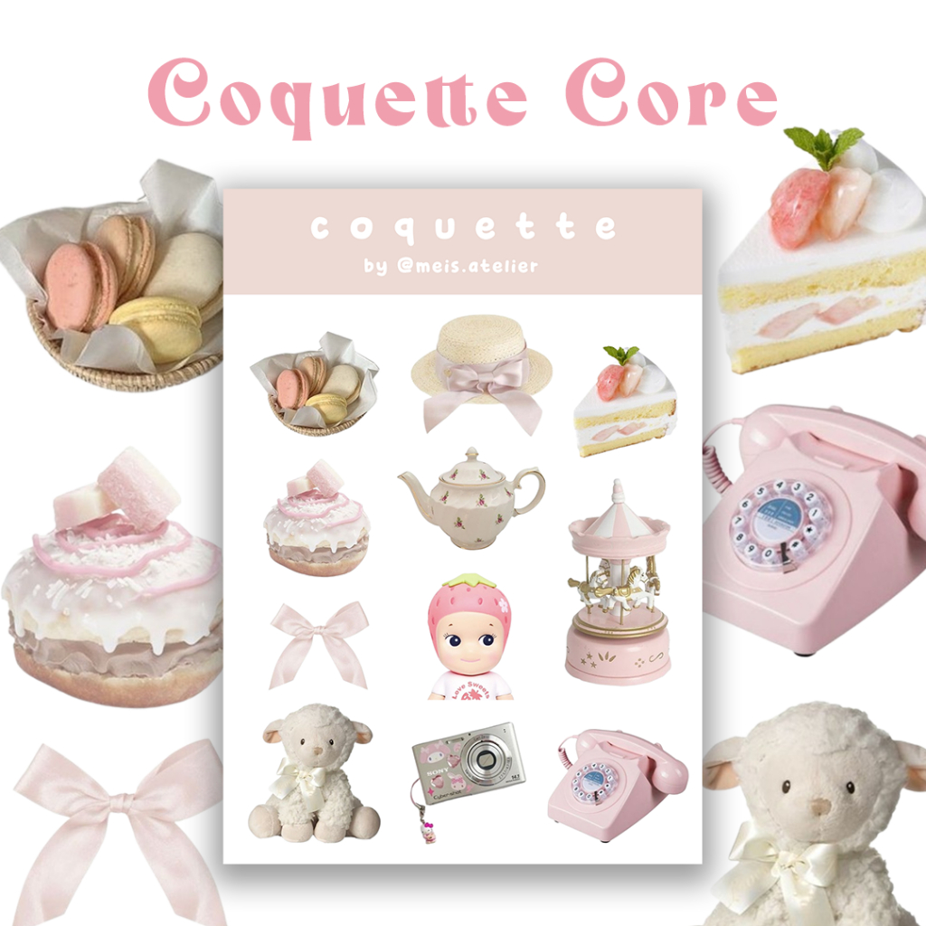 

Coquette Pink Sticker Sheet | Aesthetic Ins Korea Stiker Anti Air | Dekorasi Scrapbook Journaling