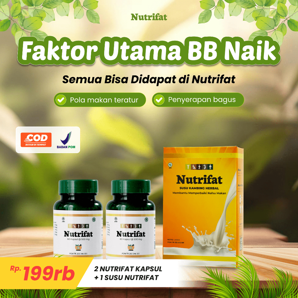 2 PCS NUTRIFAT+ SUSU NUTRIFAT Kapsul Penggemuk Badan Obat Penggemuk Badan Penambah Berat Badan Cepat