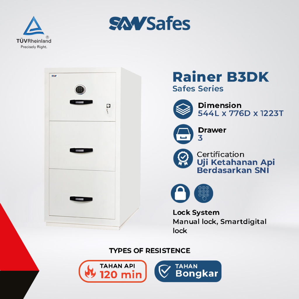 Lemari Arsip Kantor Tahan Api Filling Cabinet SAN RAINER B3DK - Kunci Digital