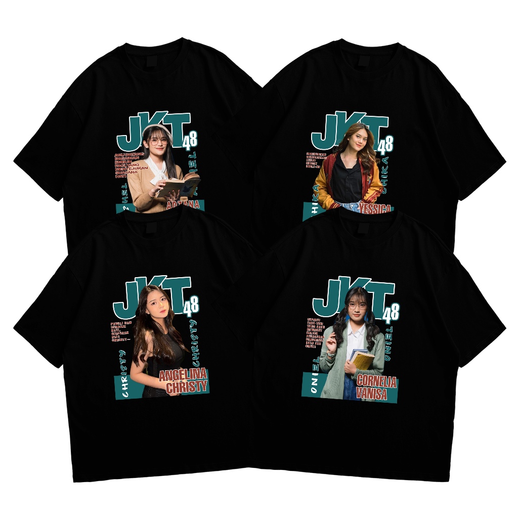 Sunopy - Kaos JKT48 Majalah Series (Christy Chika Ashel Oniel) - Tshirt Atasan Unisex Hitam Lengan P