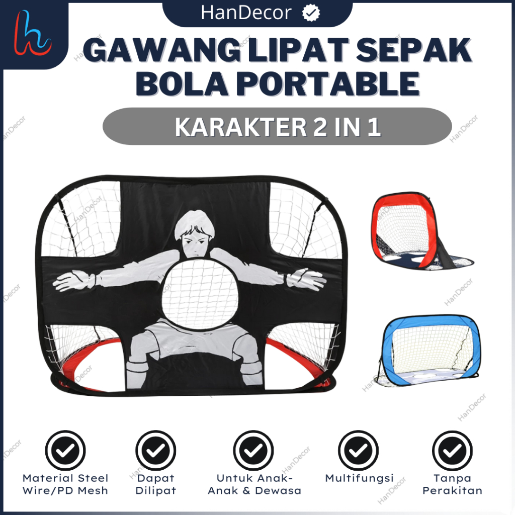 GAWANG FUTSAL LIPAT SEPAK BOLA PORTABLE KARAKTER | GAWANG KARAKTER SEPAK BOLA