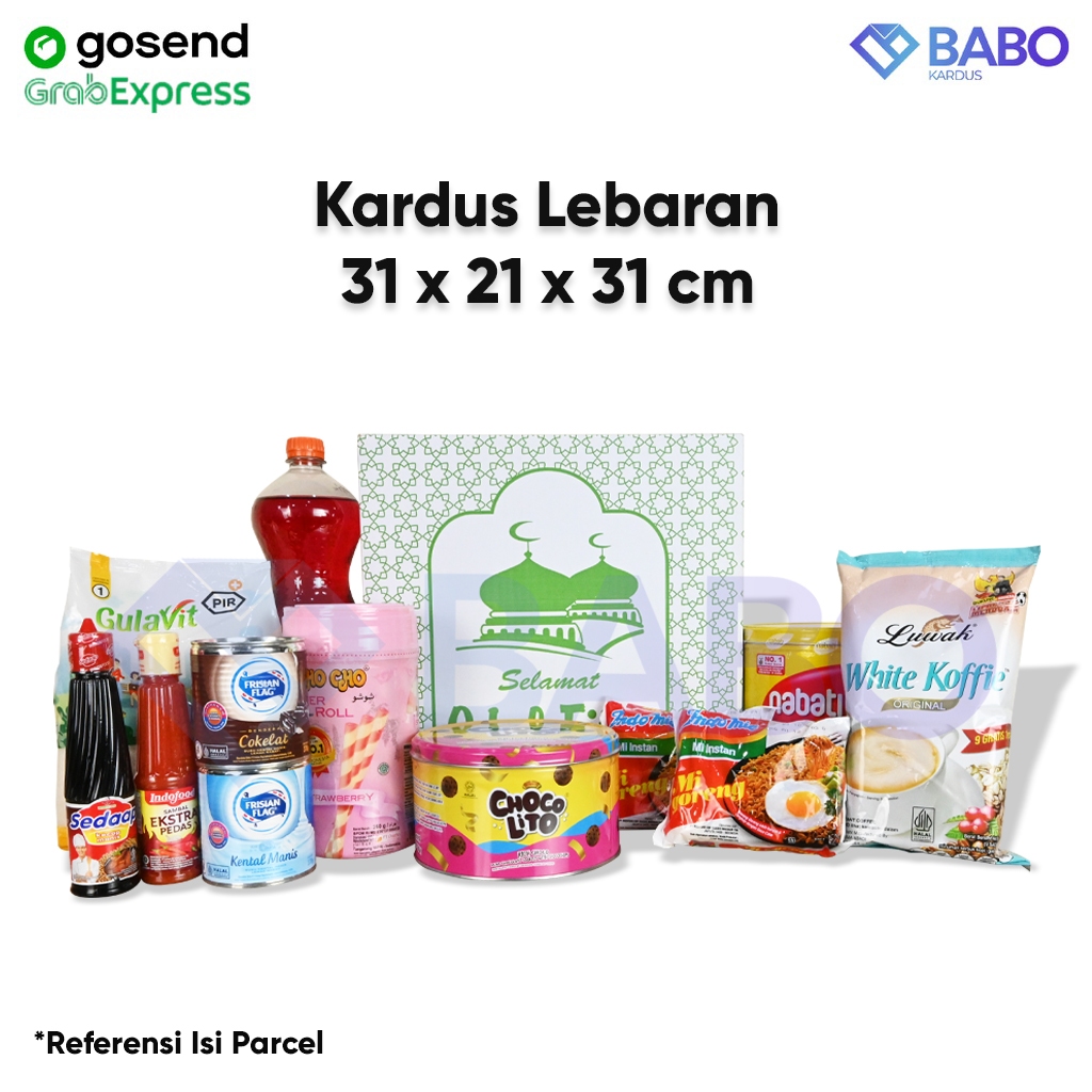 

Dus Lebaran / Parcel / Sembako / Idul Fitri / Gift / Paket / Eid Mubarak / Hampers 31 x 21 x 31 cm Putih (BATIK PUTIH)
