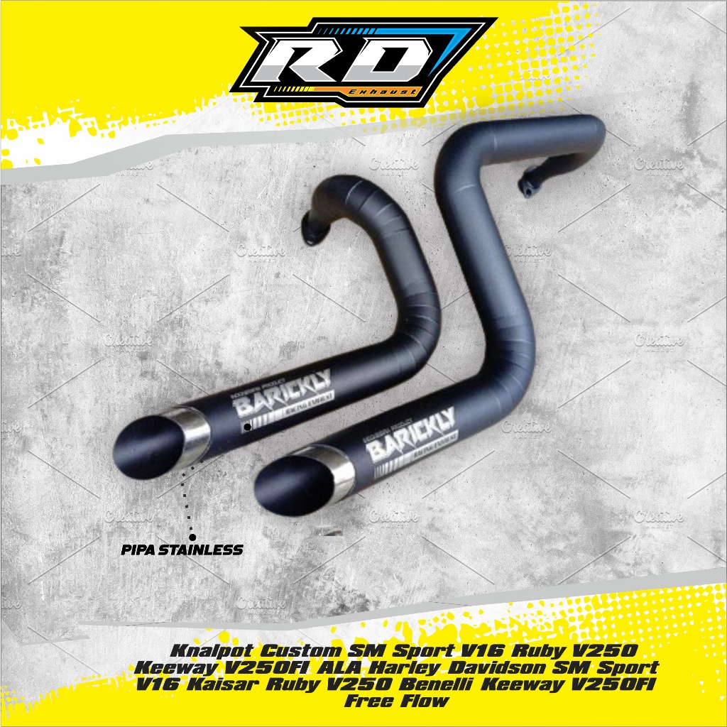 Knalpot Custom SM Sport V16 Ruby V250 Keeway V250FI ALA Harley Davidson SM Sport V16 Kaisar Ruby V25