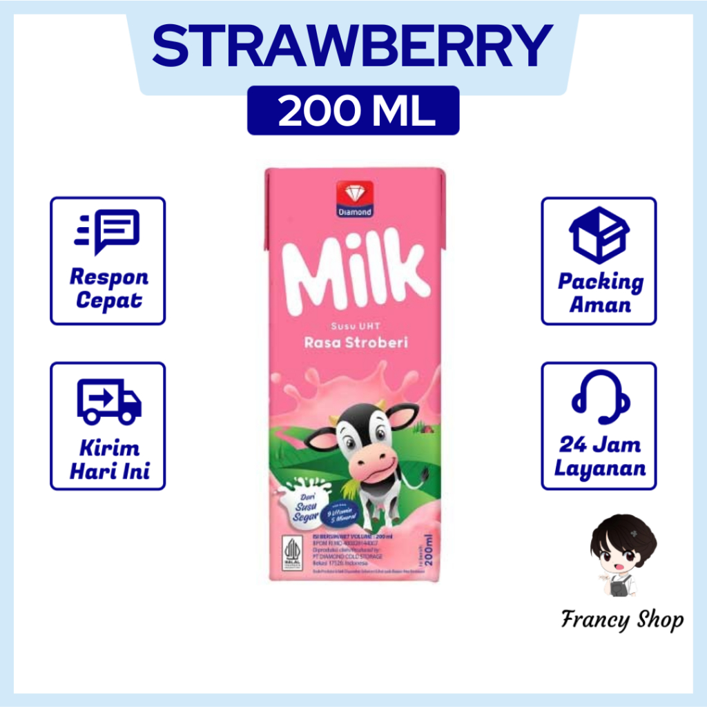 

Susu Diamond Milk UHT Strawberry Sleeve 200 ml