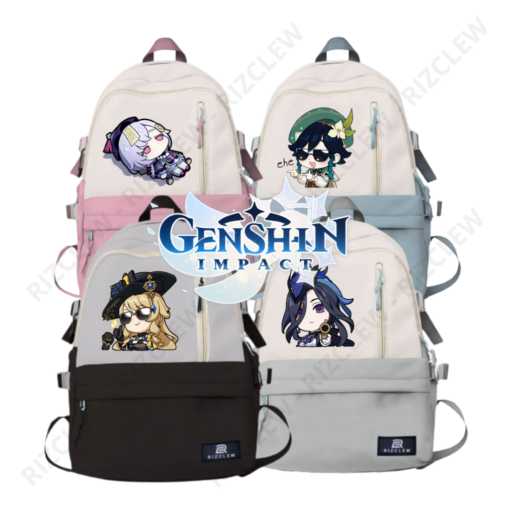 Falahcollection - Tas Ransel Sekolah Anak SD SMP Laki-Laki Perempuan Karakter Game Genshin Impact CL