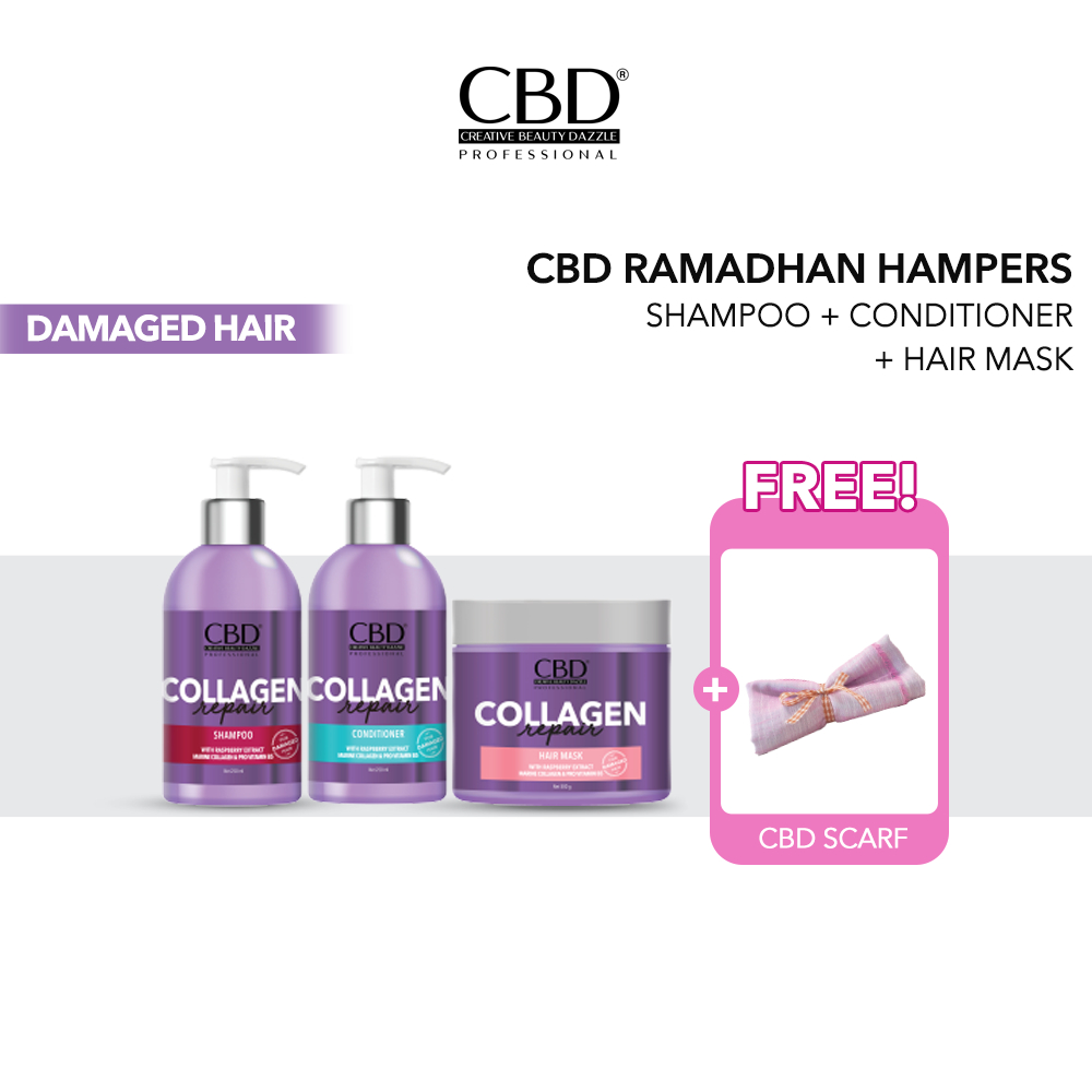 CBD DREAMY HAIR Package - Keratin Pro / Collagen Repair / Color Shield [FREE SCARF]