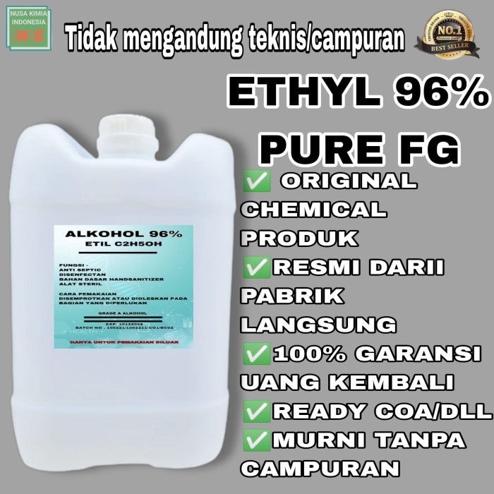 alkohol 96% 10 liter solvent ethyl food grade / alkohol food grade