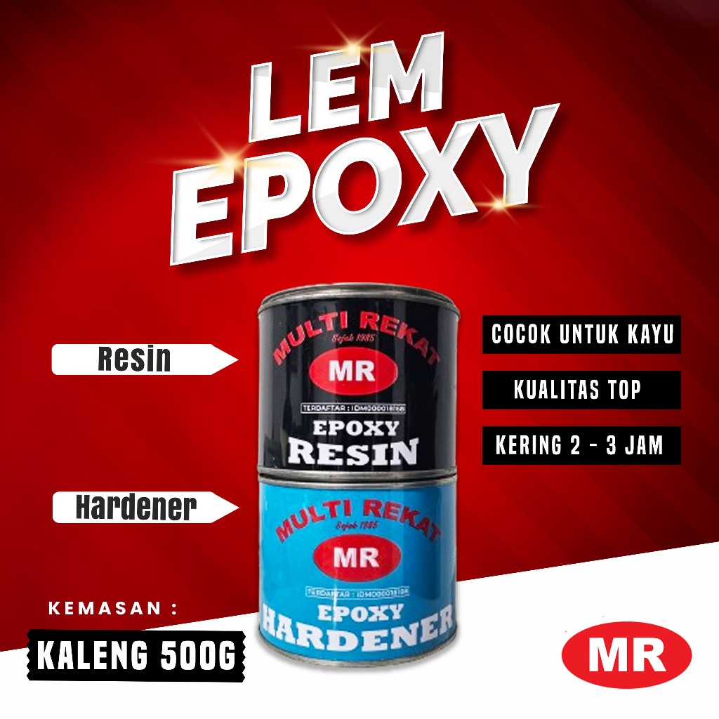 Lem EPOXY Resin Hardener MR Kemasan Kaleng 500gram