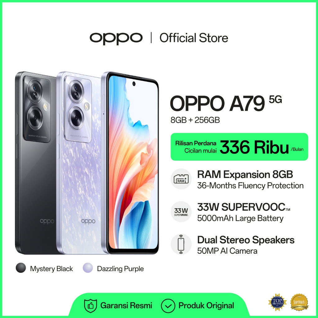 [ONLINE RELEASE] OPPO A79 5G 8GB/256GB [Dual Stereo Speakers, 33W SUPERVOOC, 5000mAh Large Battery, 