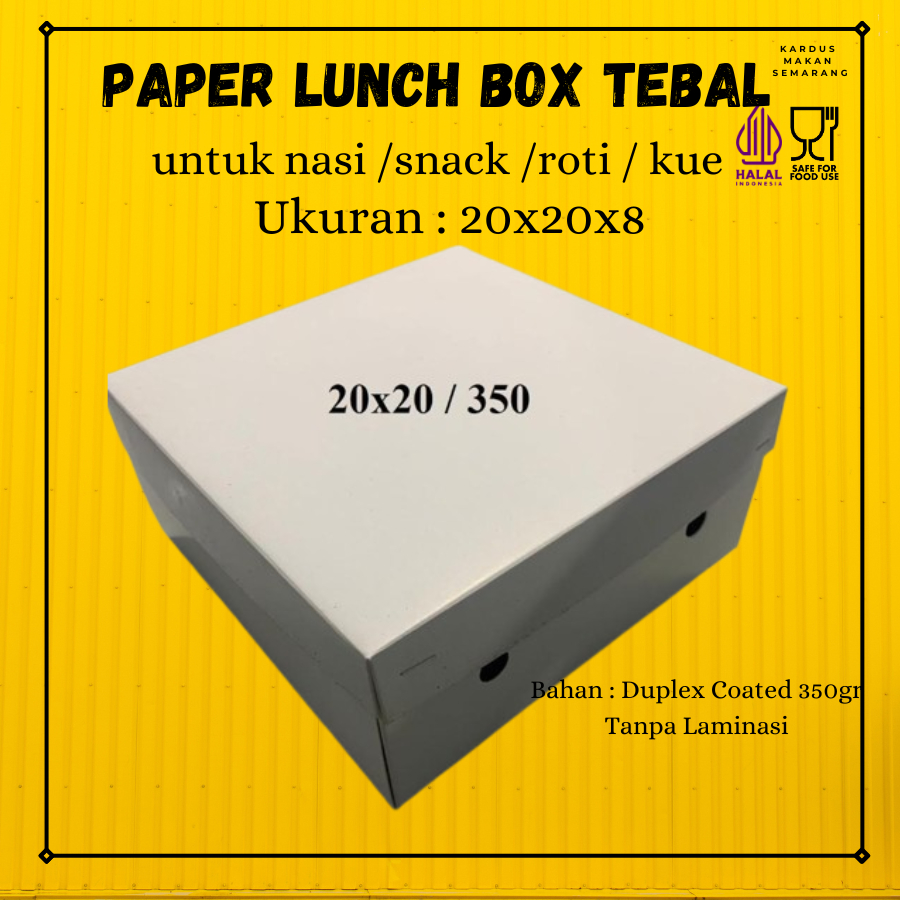 Dus Makanan 20 x 20 Roti Box Berkat Kardus Kue Coated Tebal 350 / 400 gram Ukuran 20x20 PAPER LUNCH 
